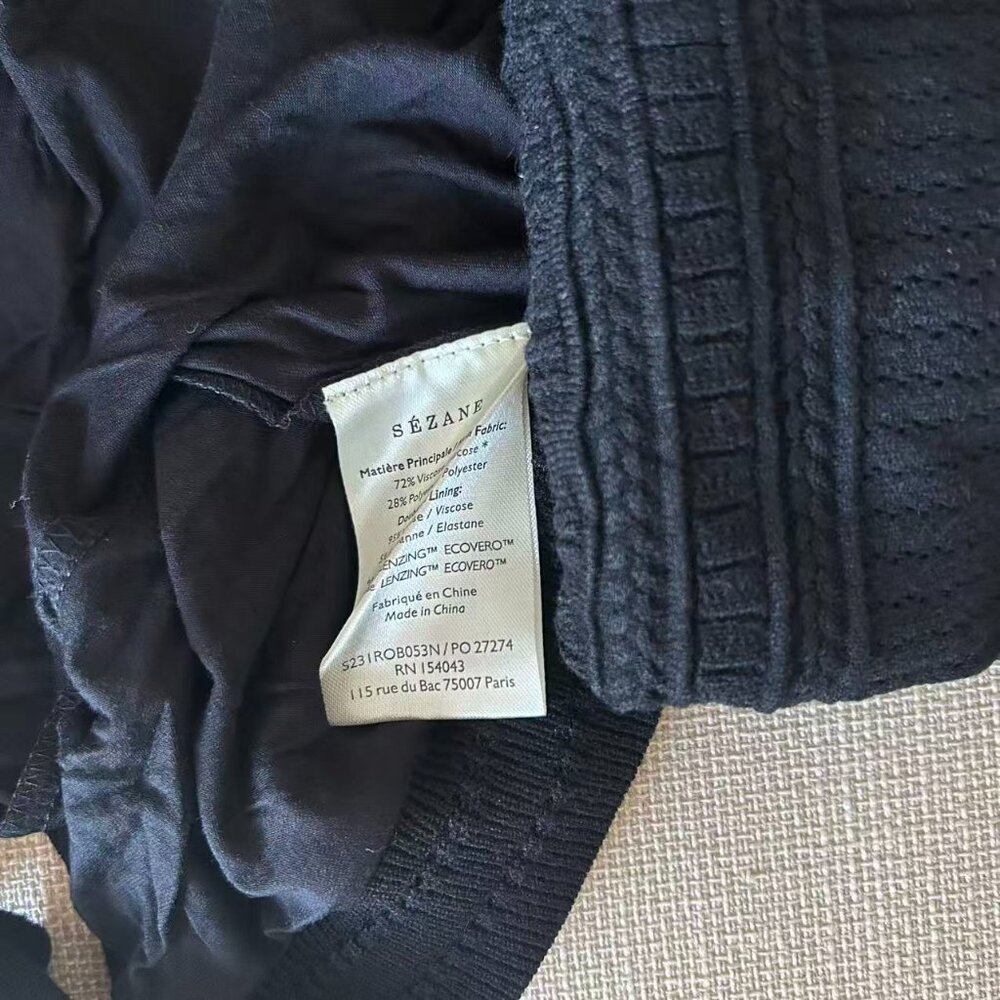NEW Sezane Aphrodite Midi Dress Small/Sp Black Noir Vacation Knit French Classic - Picture 9 of 11